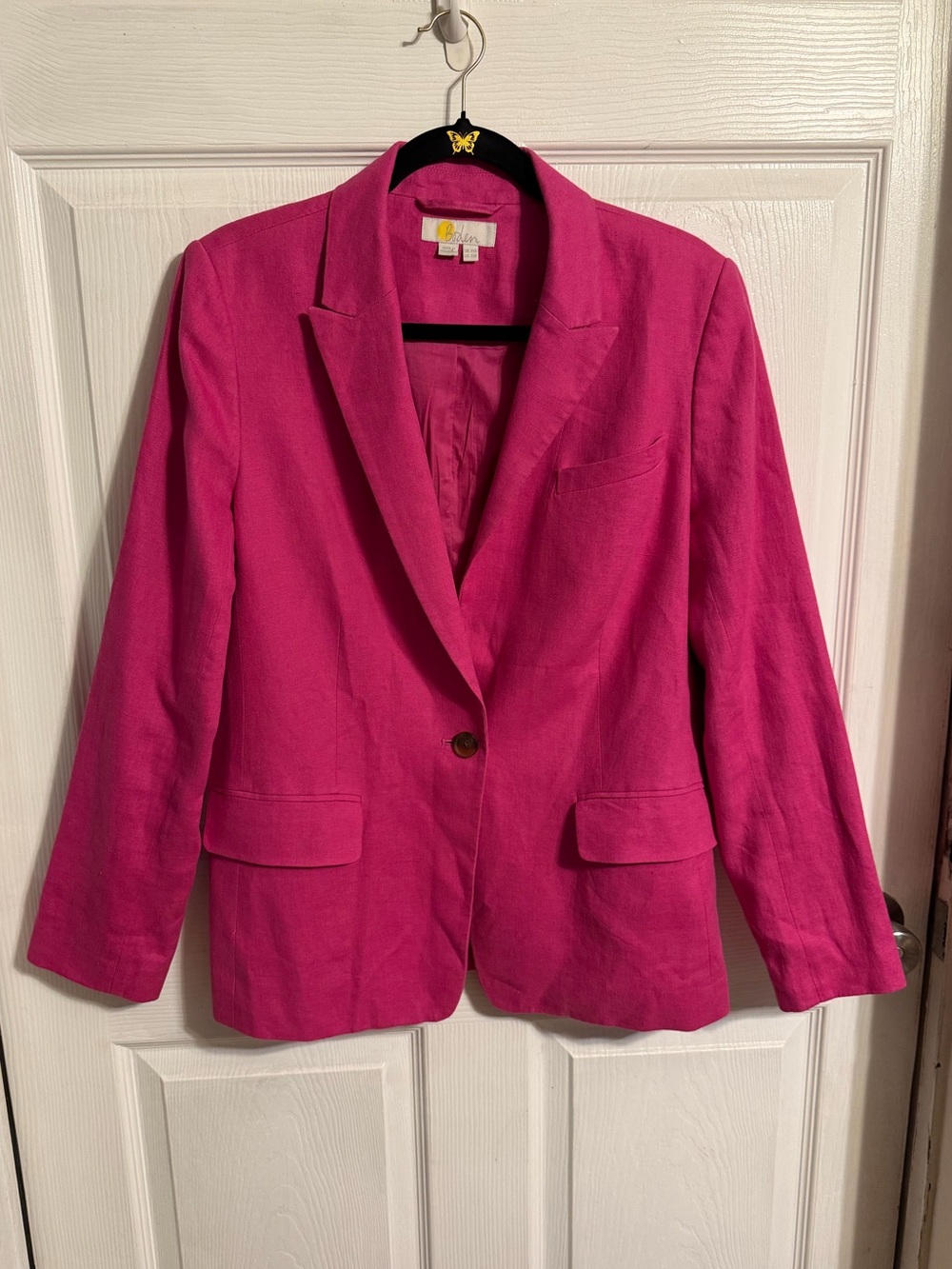 Pink Linen Boden Blazer